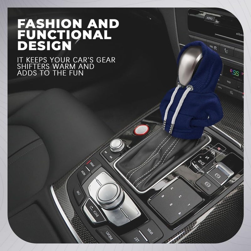 RGOAANC Gear Shift Hoodie, Gear Shift Cover, Fashionable Hoodie Automotive Gear Shift Knob Protector, Car Accessories Mini Sweater Gear Shift Knob Cover for Car Gear Shift Levers (Blue-2PCS) - Image 3
